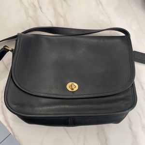 Black leather shoulder bag